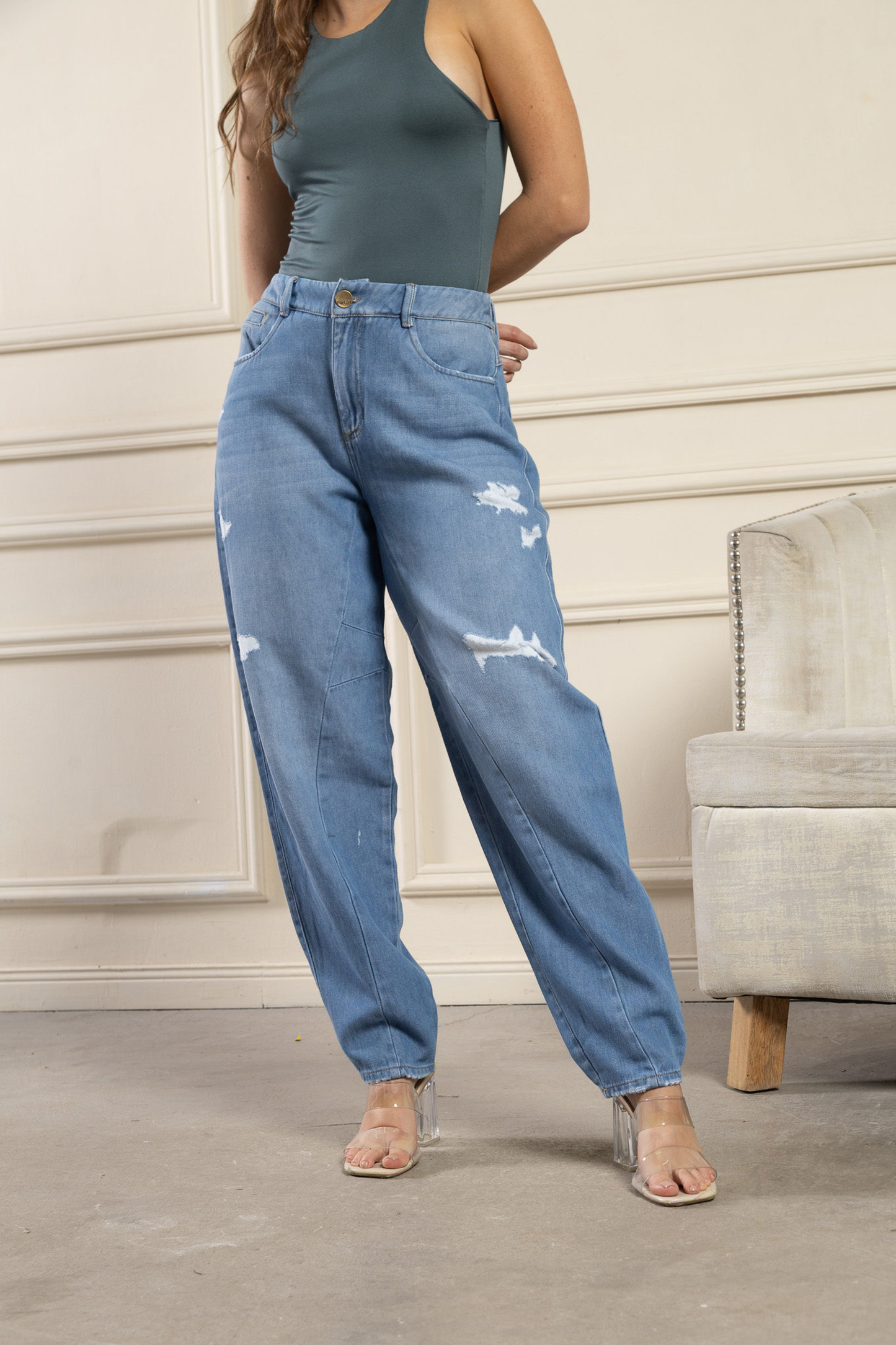 Jean barrel con rotos - REF: 10274