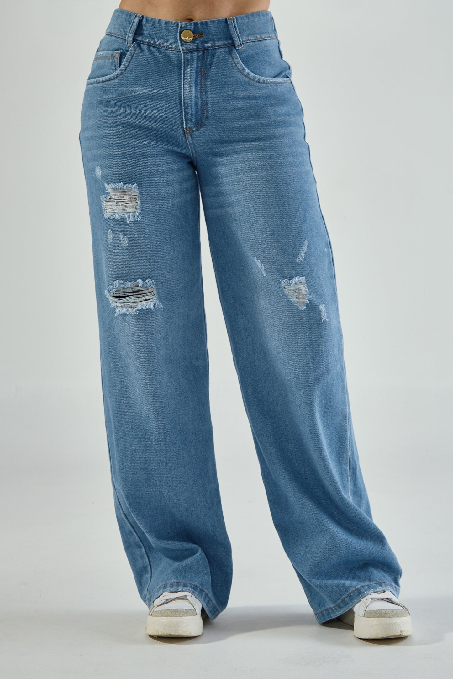 Jean wide leg con desgaste - REF: 10298