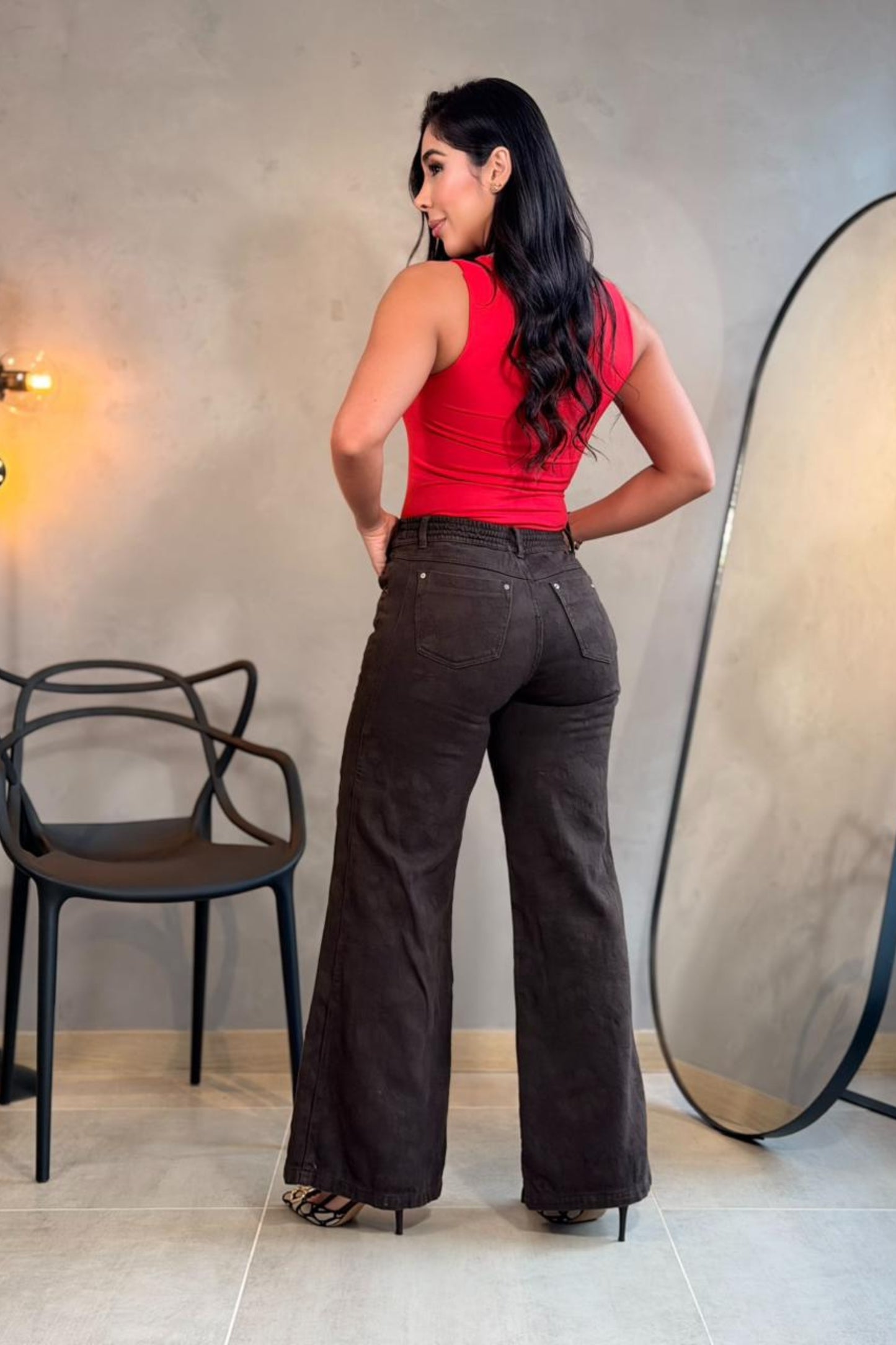 Jean wide leg con textura - REF: 10381