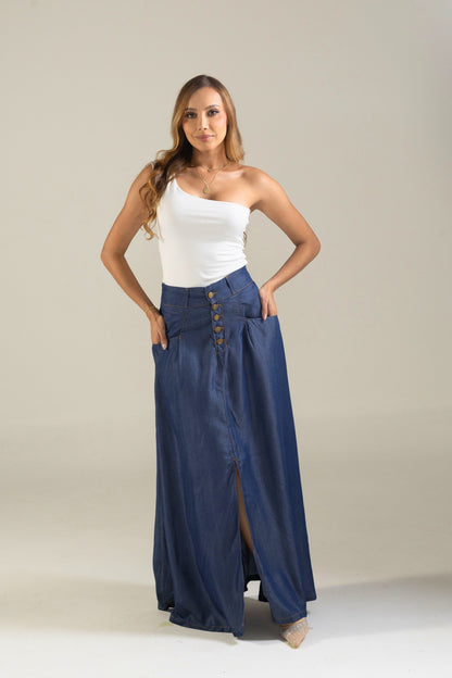 Falda larga en denim - REF: 10249