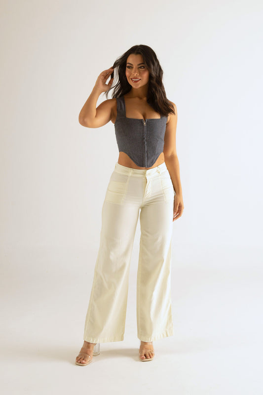 Pantalón wide lego tono amarillo - REF: 10250