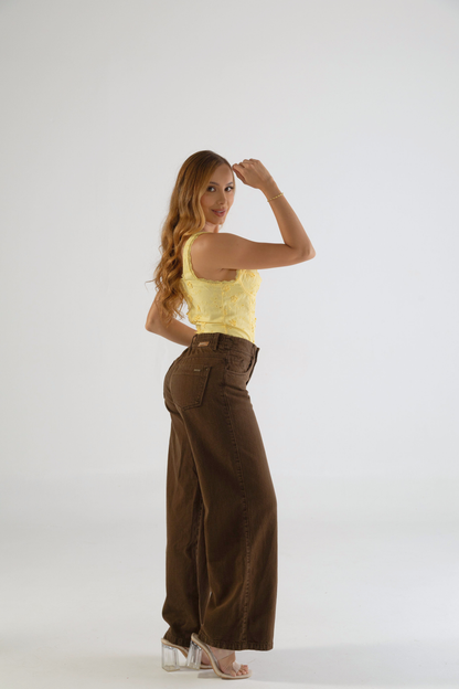 Jean recto en tono café - REF: 10252