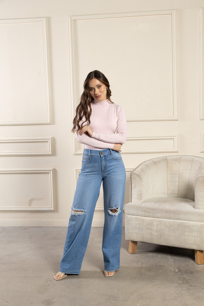 Jean wide leg con rotos - REF: 10279