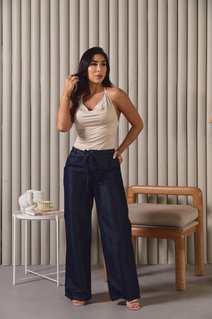Wide leg con acabado brillante - REF: 10329