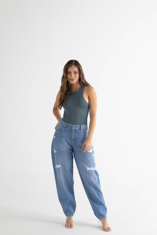 Jean barrel con rotos - REF: 10274