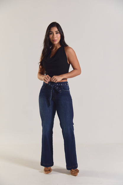 Jean clásico con cinturón en taches - REF: 10331