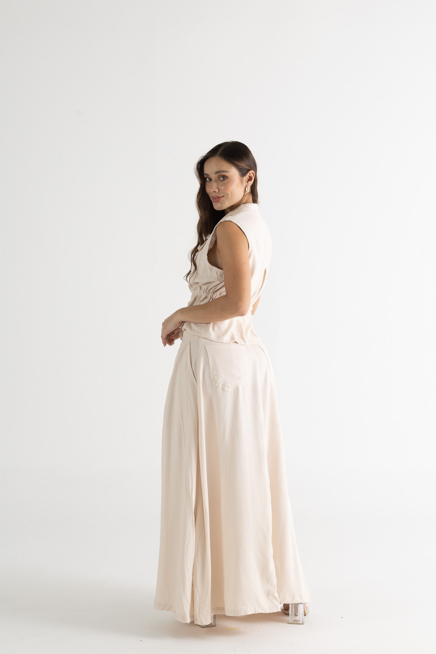 Conjunto falda maxi con abertura y chaleco - REF: 10280