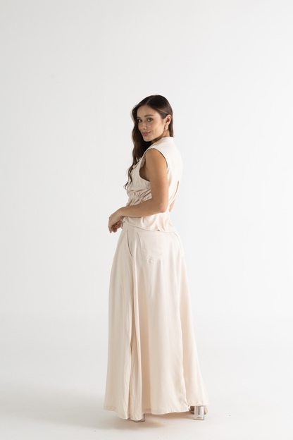 Conjunto falda maxi con abertura y chaleco - REF: 10280