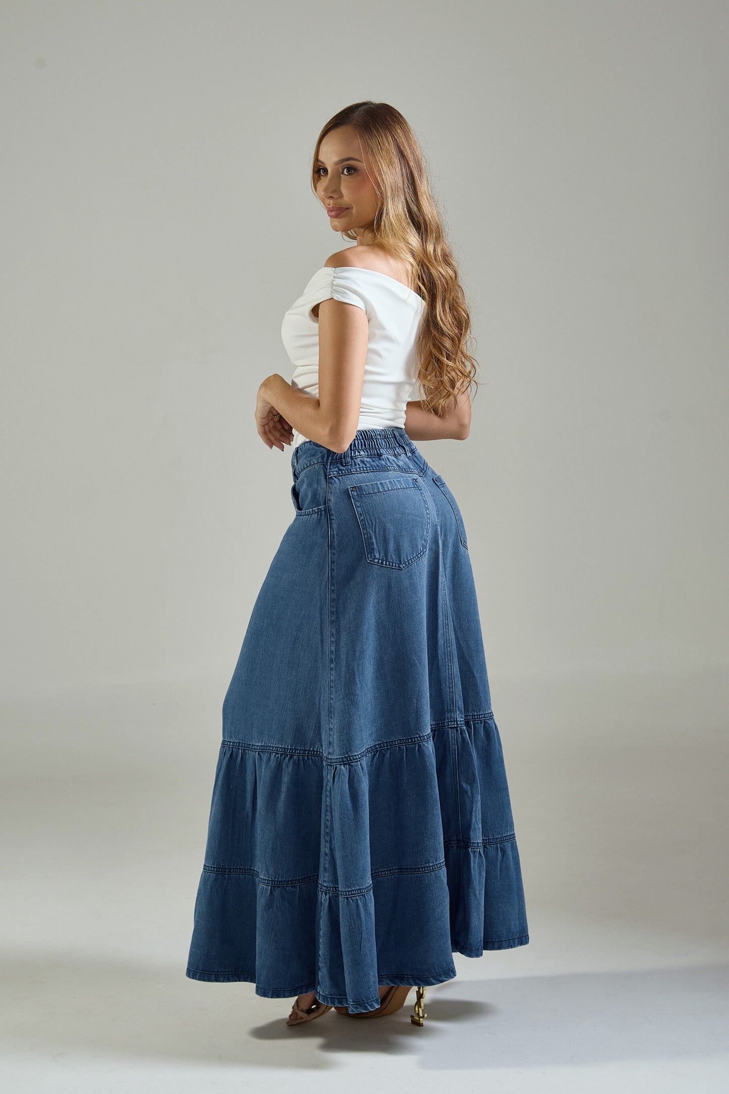 Falda con abertura frontal en denim - REF: 10240