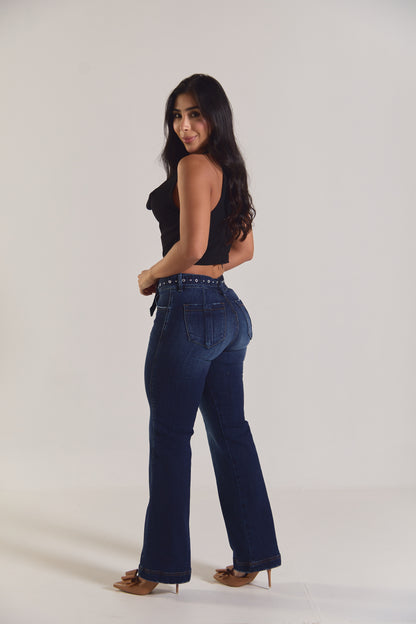 Jean clásico con cinturón en taches - REF: 10331