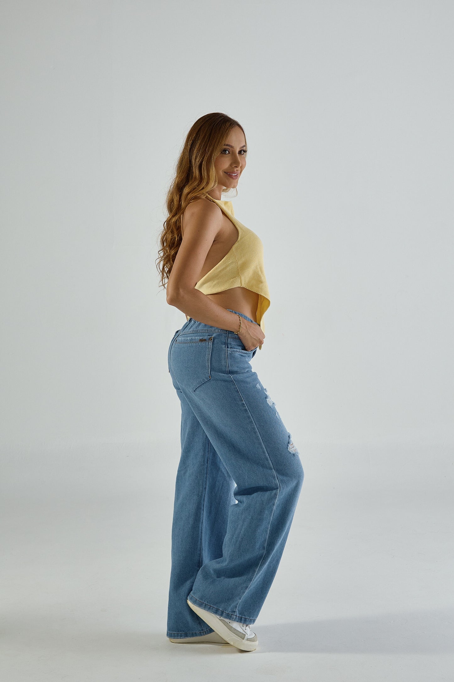 Jean wide leg con desgaste - REF: 10298