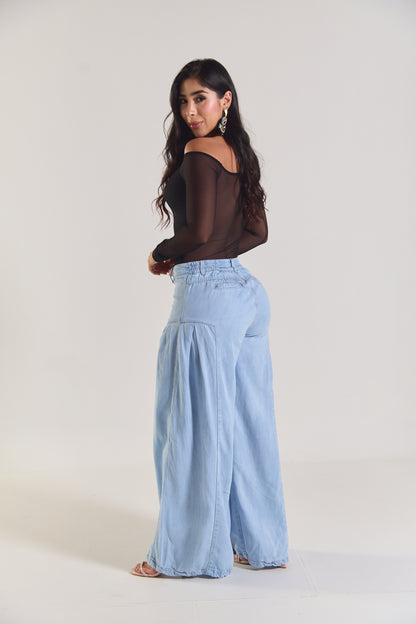 Jean palazzo de tiro alto con pliegues - REF: 10332