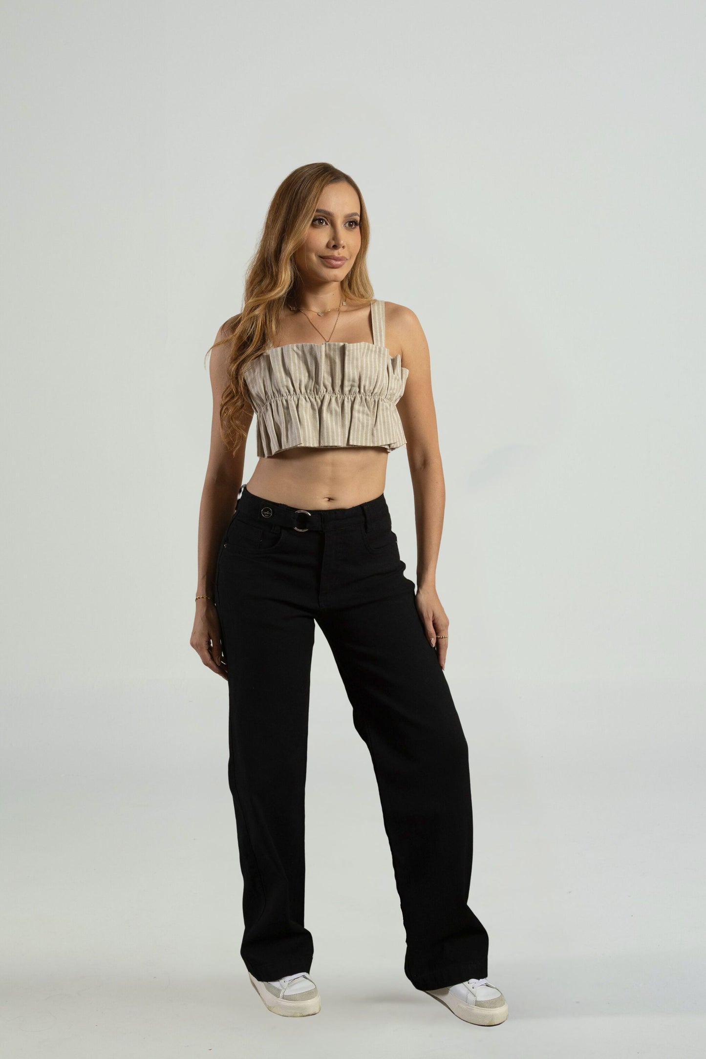 Pantalón recto con cinturón en pretina - REF: 10296