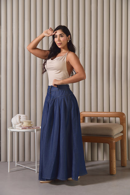 Falda denim con abertura frontal - REF: 10334