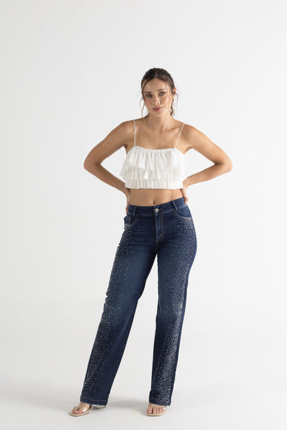 Jean recto con lentejuelas - REF: 10266