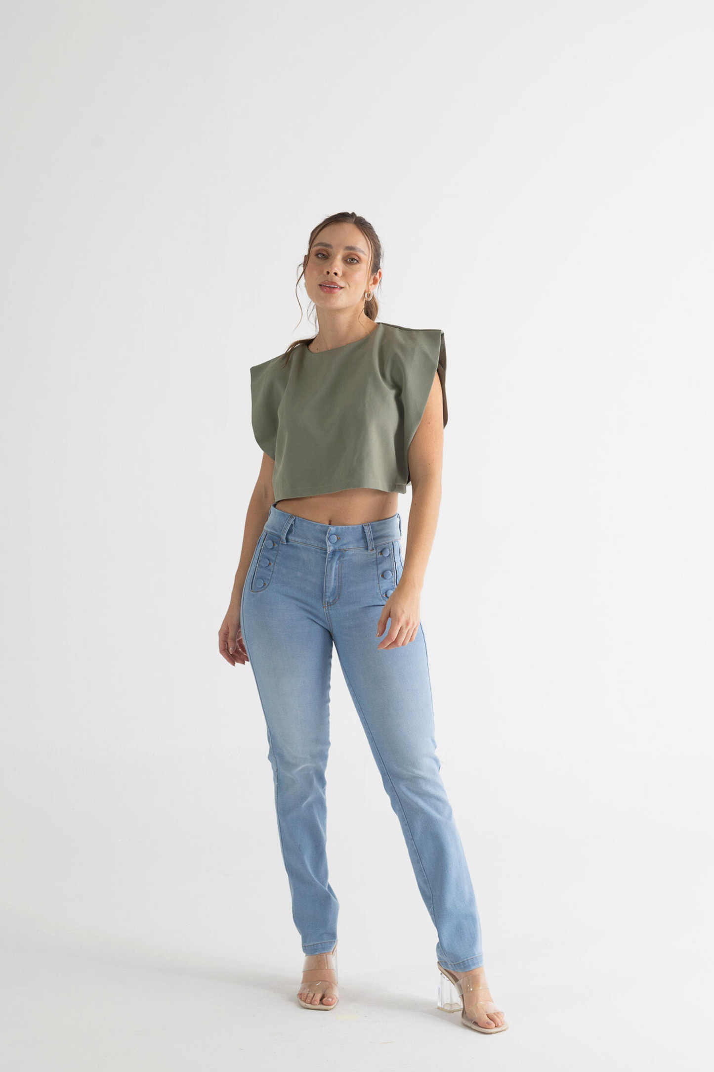 Skinny jean con botones decorativos en bolsillos - REF: 10285