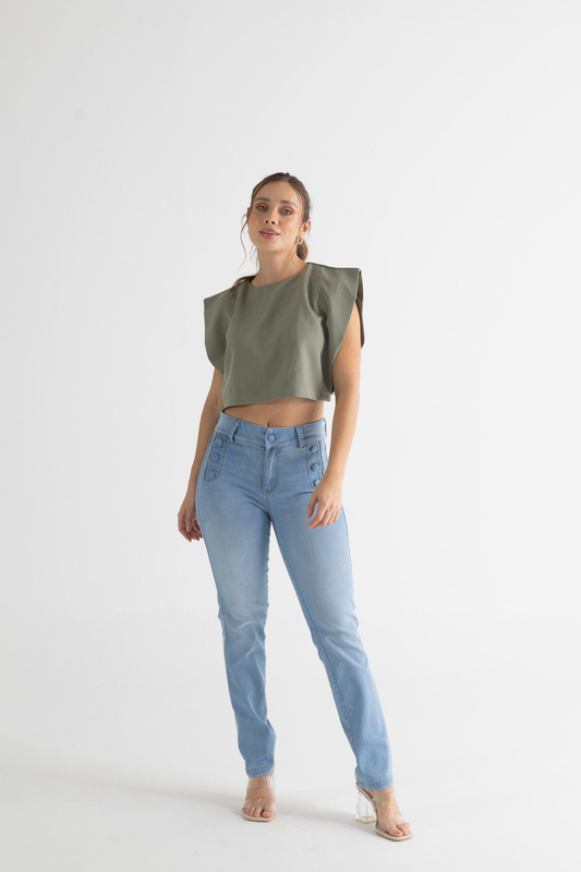 Skinny jean con botones decorativos en bolsillos - REF: 10285