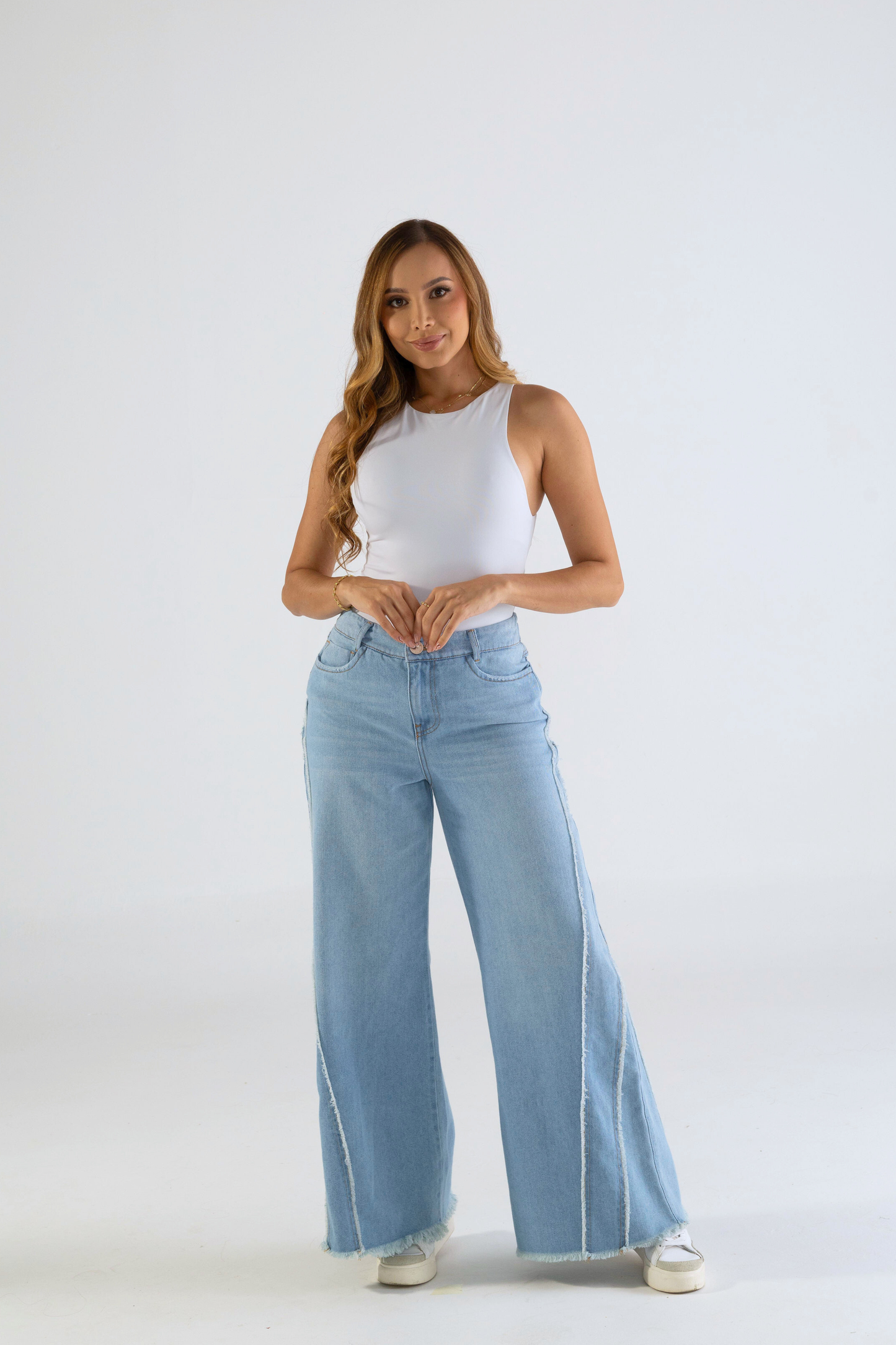 Jean wide leg con flecos - REF: 10297