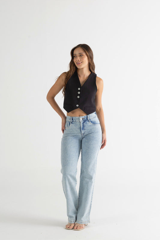 Jean tono hielo con lentejuelas - REF: 10245