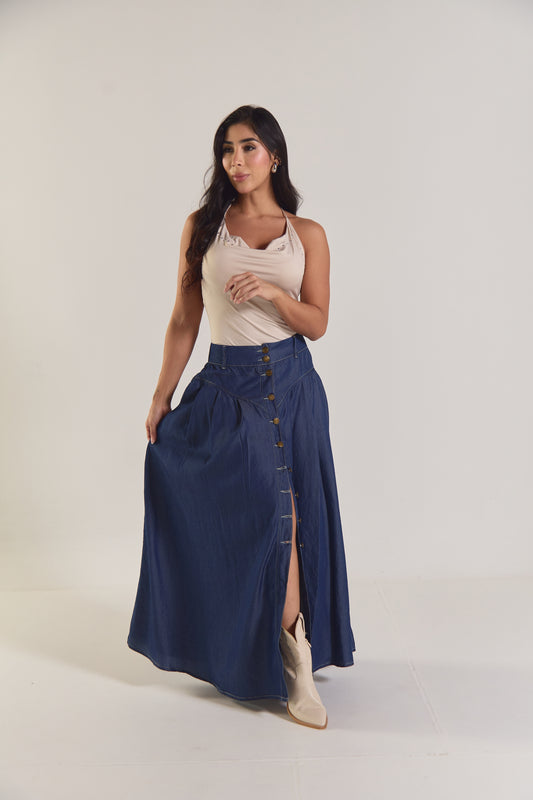 Falda denim con abertura frontal - REF: 10334