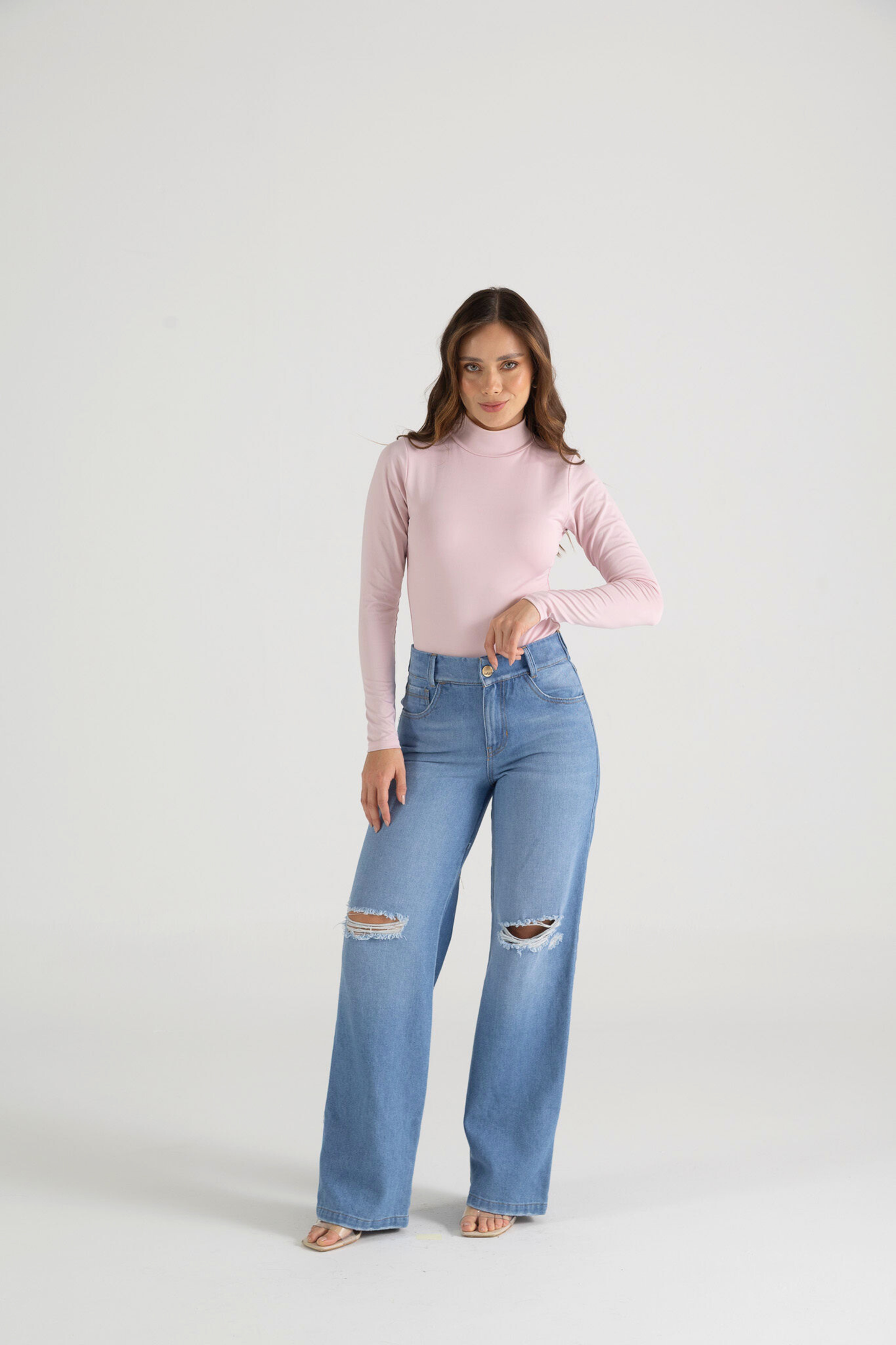 Jean wide leg con rotos - REF: 10279