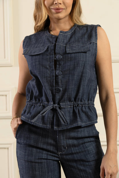 Conjunto chaleco y pantalón en denim - REF: 10255