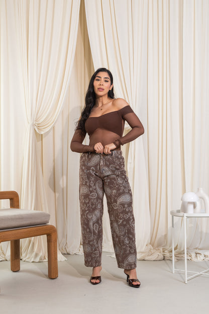 Jean con estampado ornamental en relieve - REF: 10488