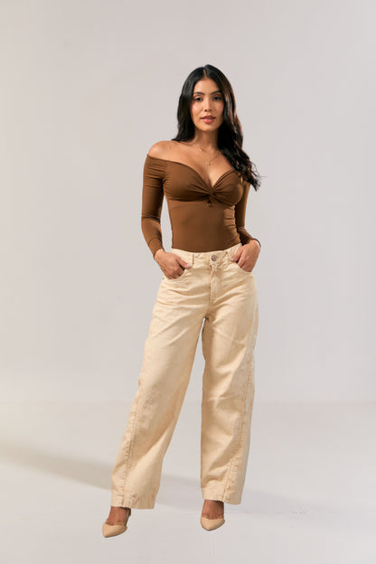 Jean arena semi barrel marmolizado - REF: 10457