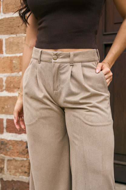 Pantalón wide leg en gamuza - REF: 10446