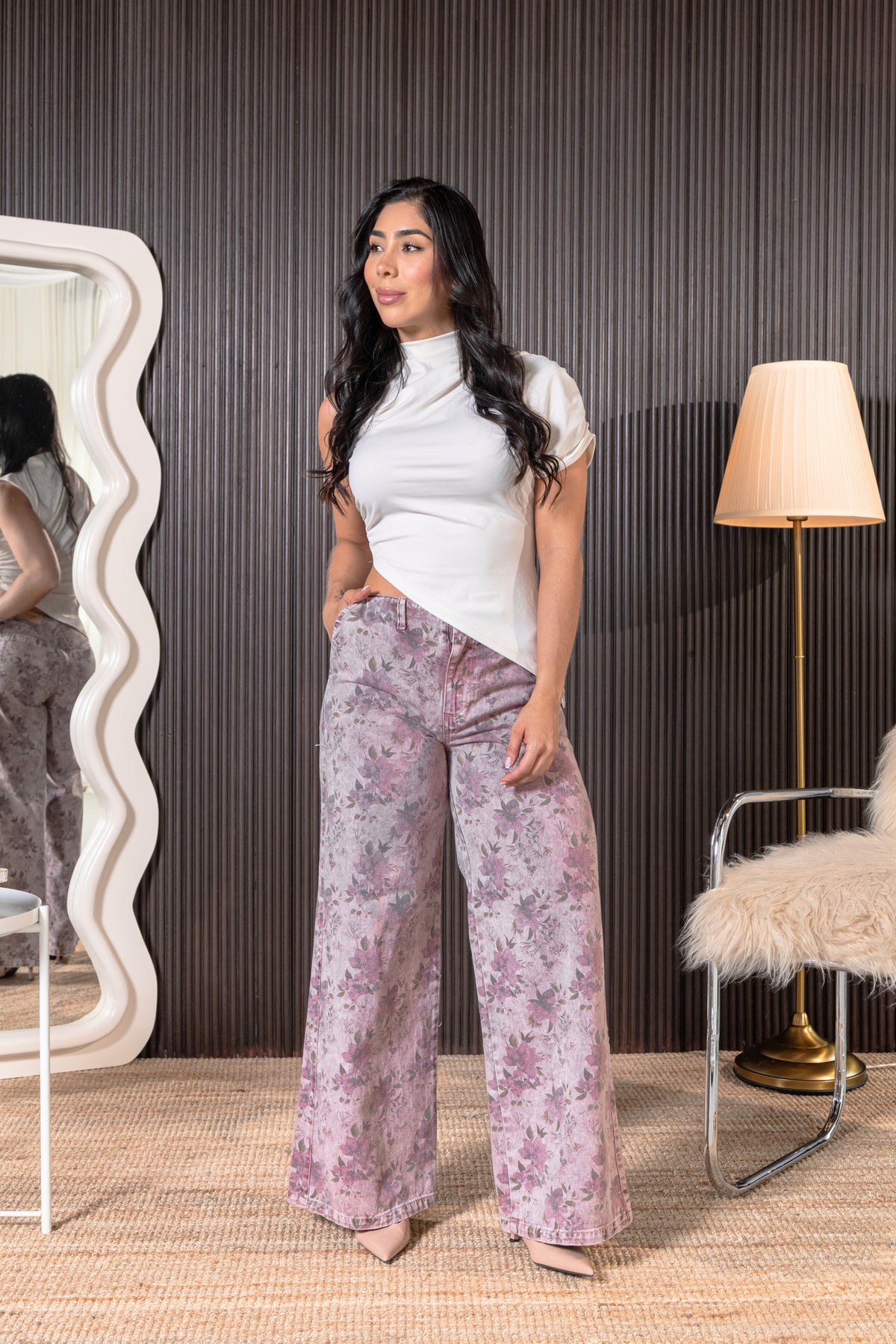 Jean con estampado floral - REF: 10493