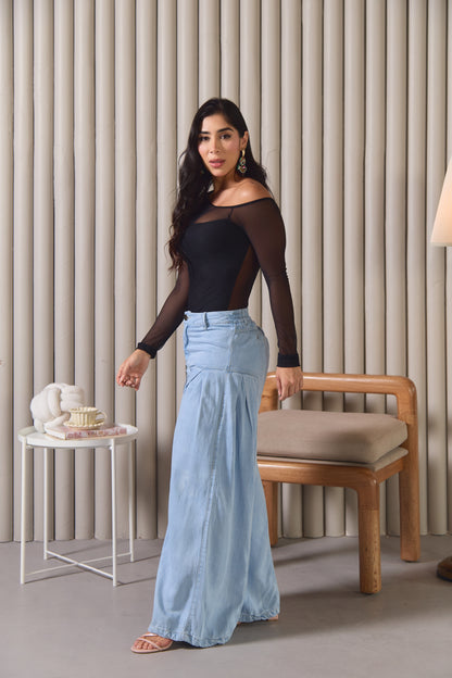 Jean palazzo de tiro alto con pliegues - REF: 10332