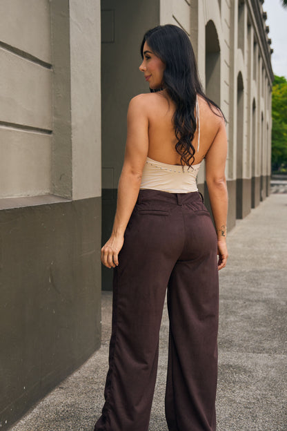 Pantalón wide leg en gamuza - REF: 10446