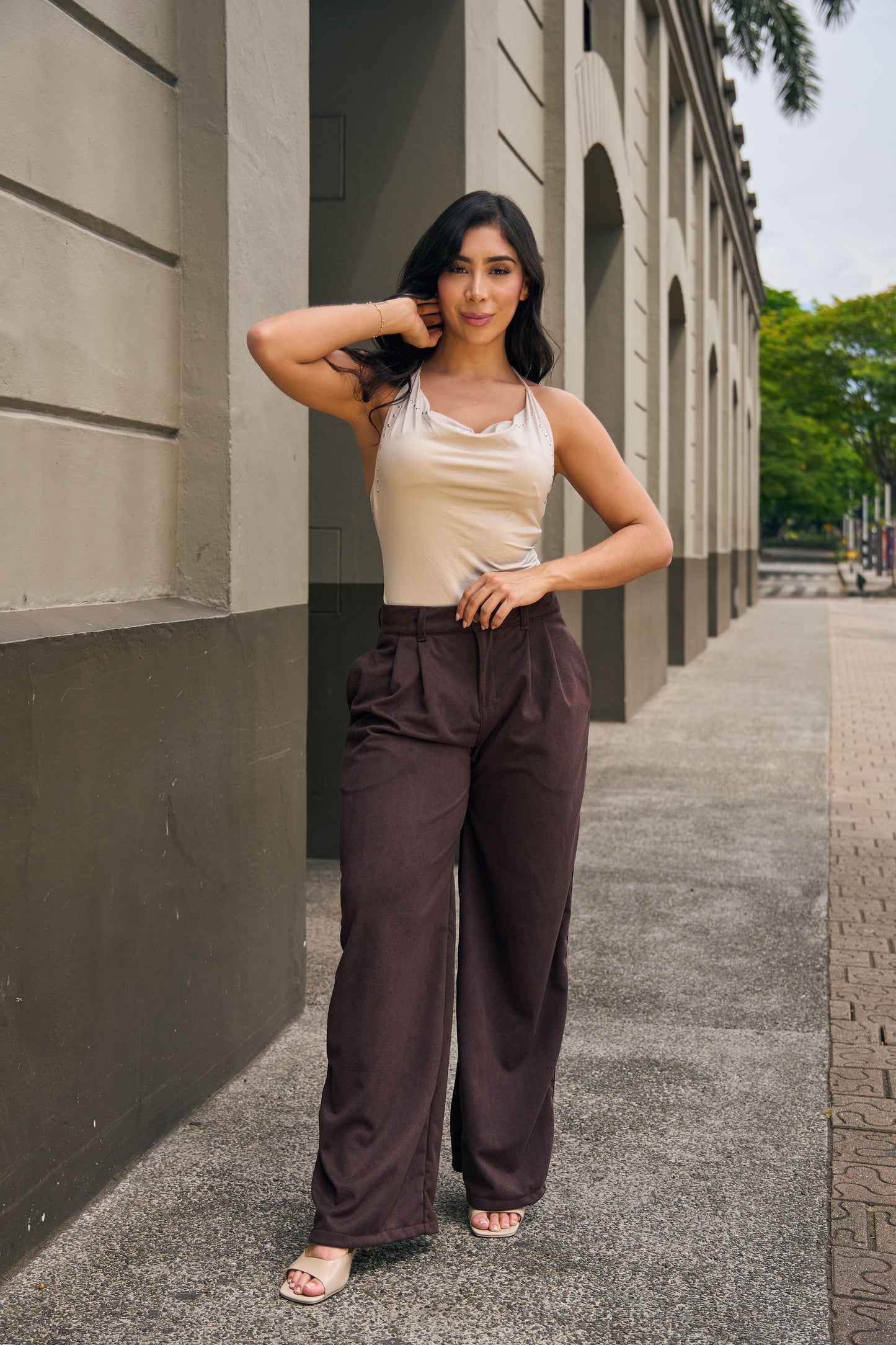 Pantalón wide leg en gamuza - REF: 10446