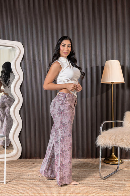 Jean con estampado floral - REF: 10493