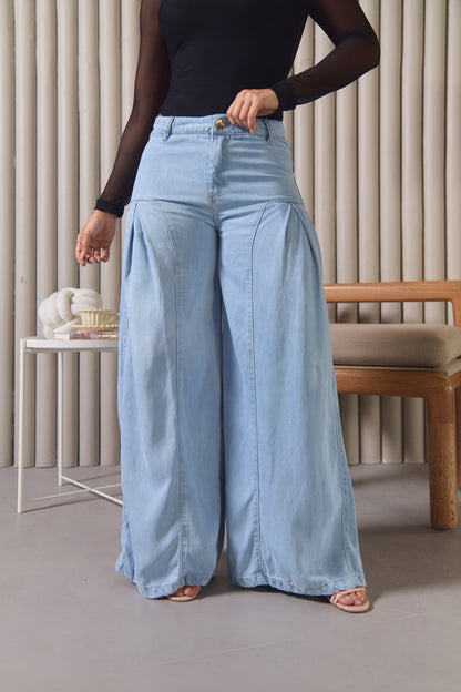 Jean palazzo de tiro alto con pliegues - REF: 10332