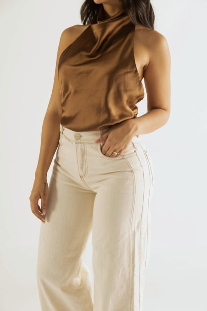 Pantalón wide leg con costuras en contraste - REF: 10232