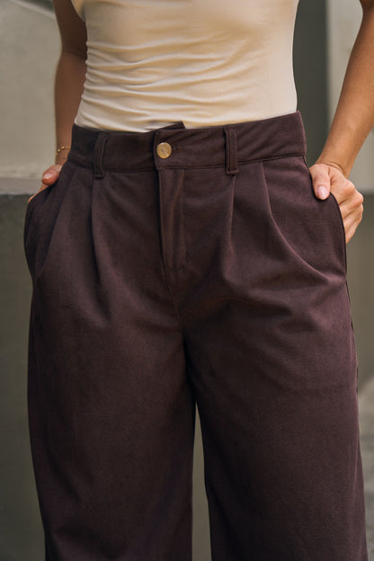 Pantalón wide leg en gamuza - REF: 10446