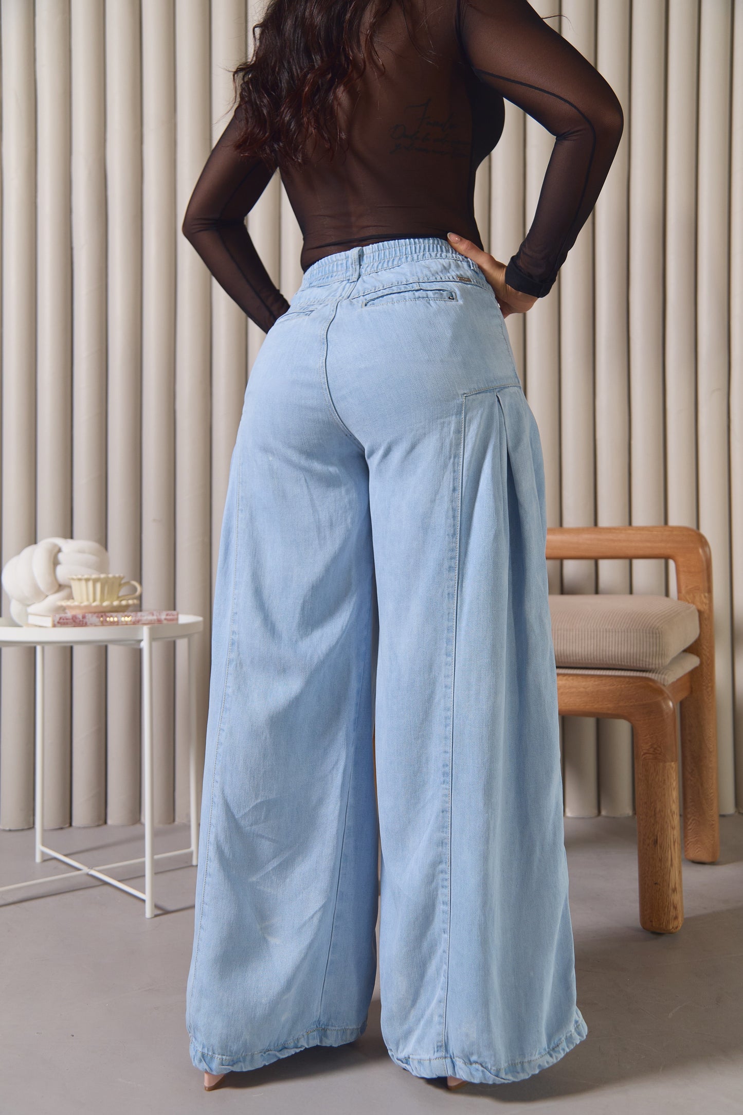 Jean palazzo de tiro alto con pliegues - REF: 10332