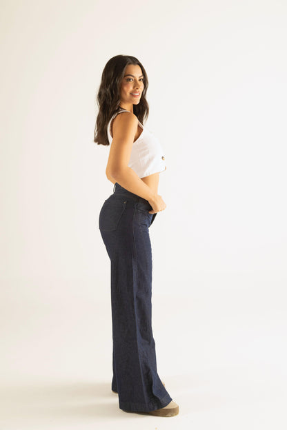 Jean wide leg con cordón en cintura - REF: 10227