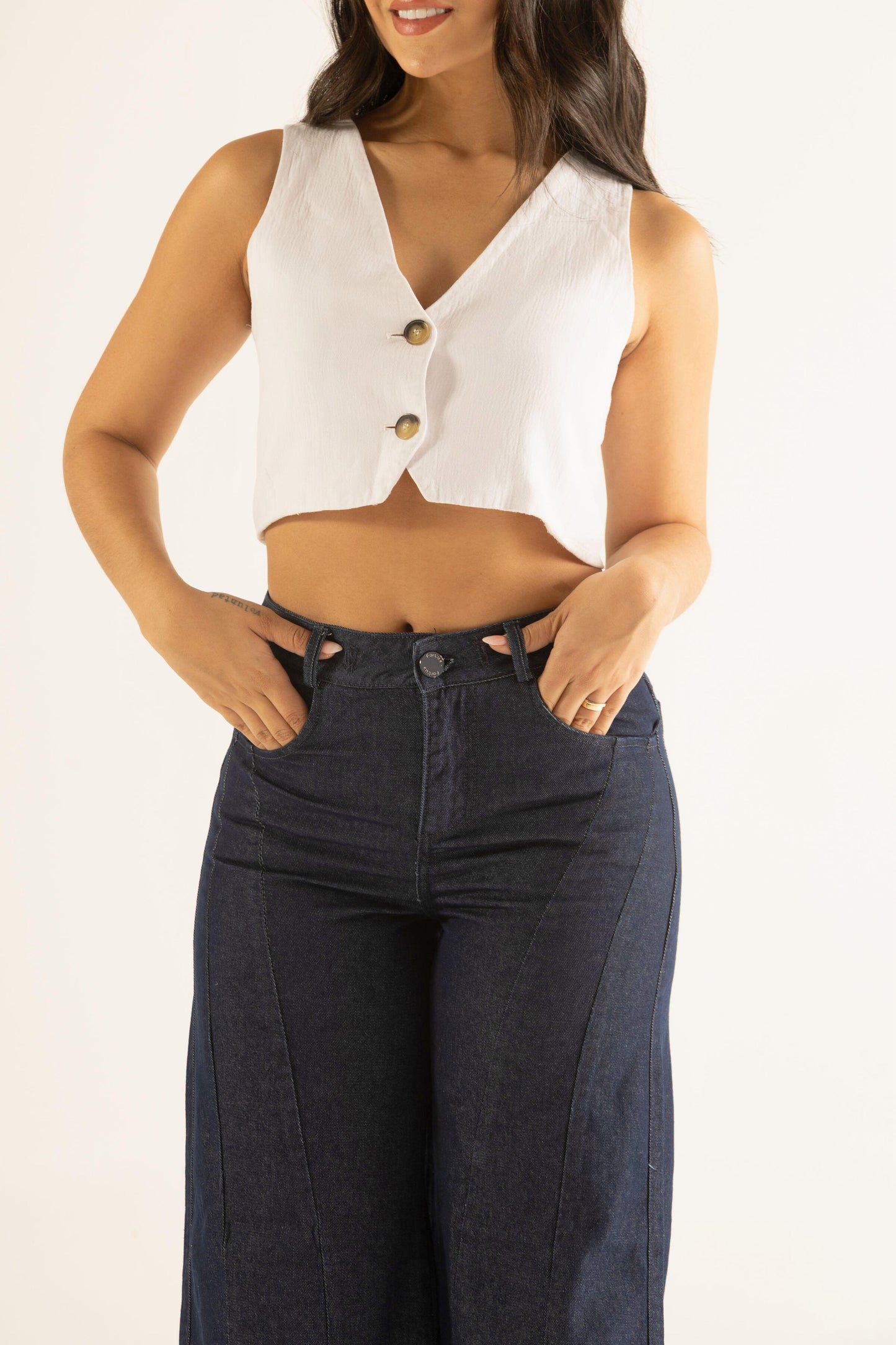 Jean wide leg con cordón en cintura - REF: 10227