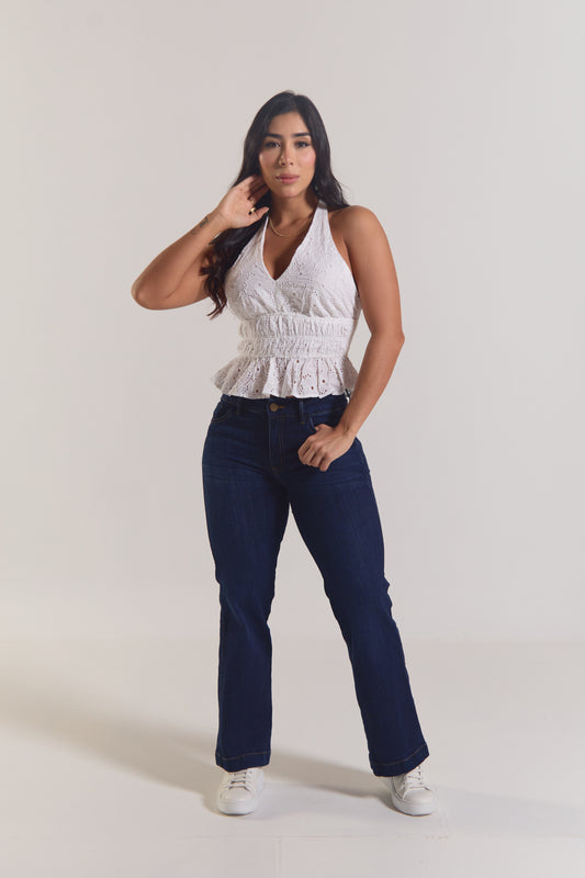 Jean semi flare con cierre en bolsillo - REF: 10303