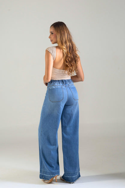 Jean wide leg con detalle en bota - REF: 10231