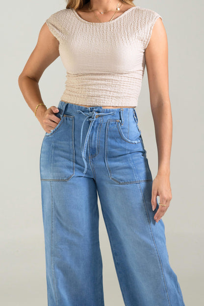 Jean wide leg con detalle en bota - REF: 10231