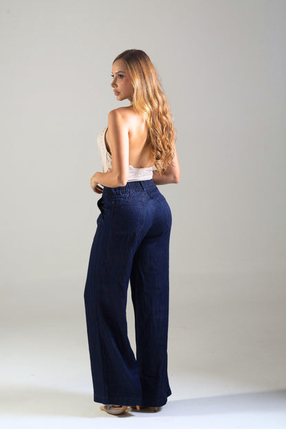 Jean palazzo con detalle en pretina - REF: 10234