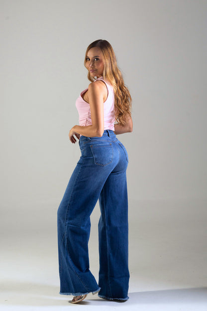 Jean wide leg con detalle en bota - REF: 10254