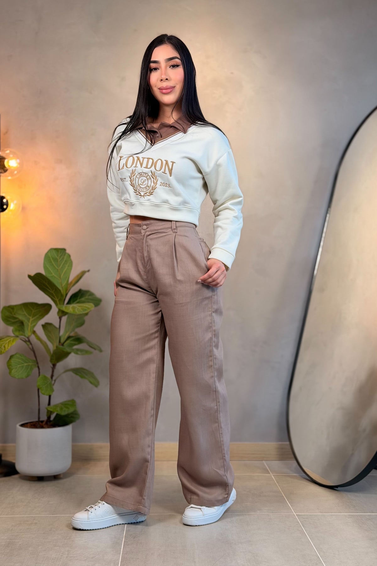 Pantalón recto en lino - REF: 10461