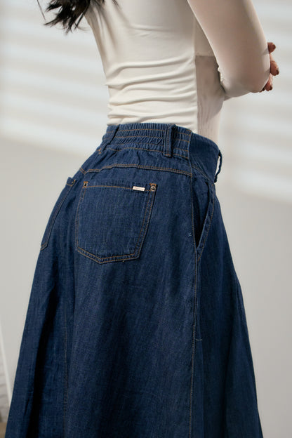 Falda larga en denim con abertura frontal - REF: 10422