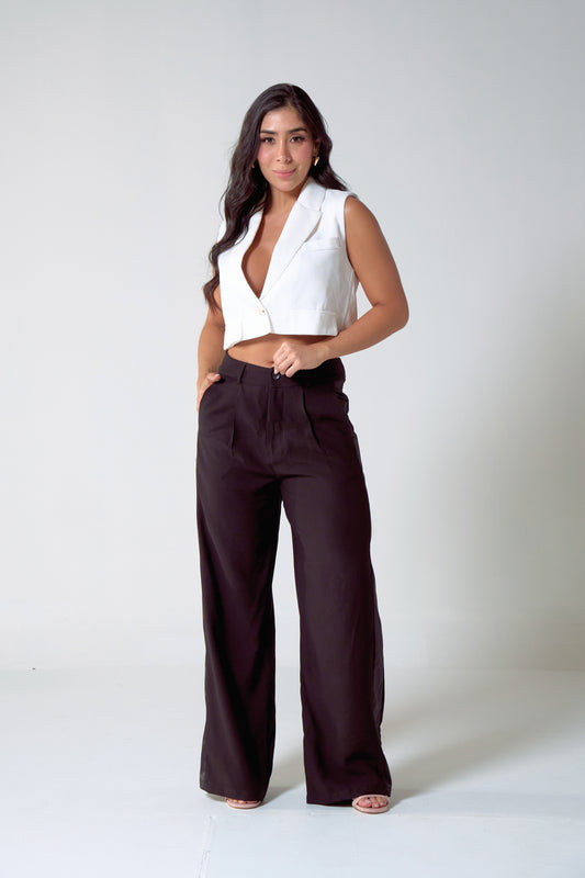 Pantalón con detalle lateral en tela satín - REF: 10394