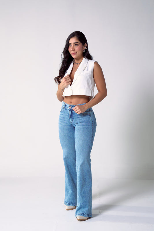 Jean bota recta con desgaste - REF: 10351