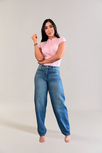 Jean barrel con textura - REF: 10418